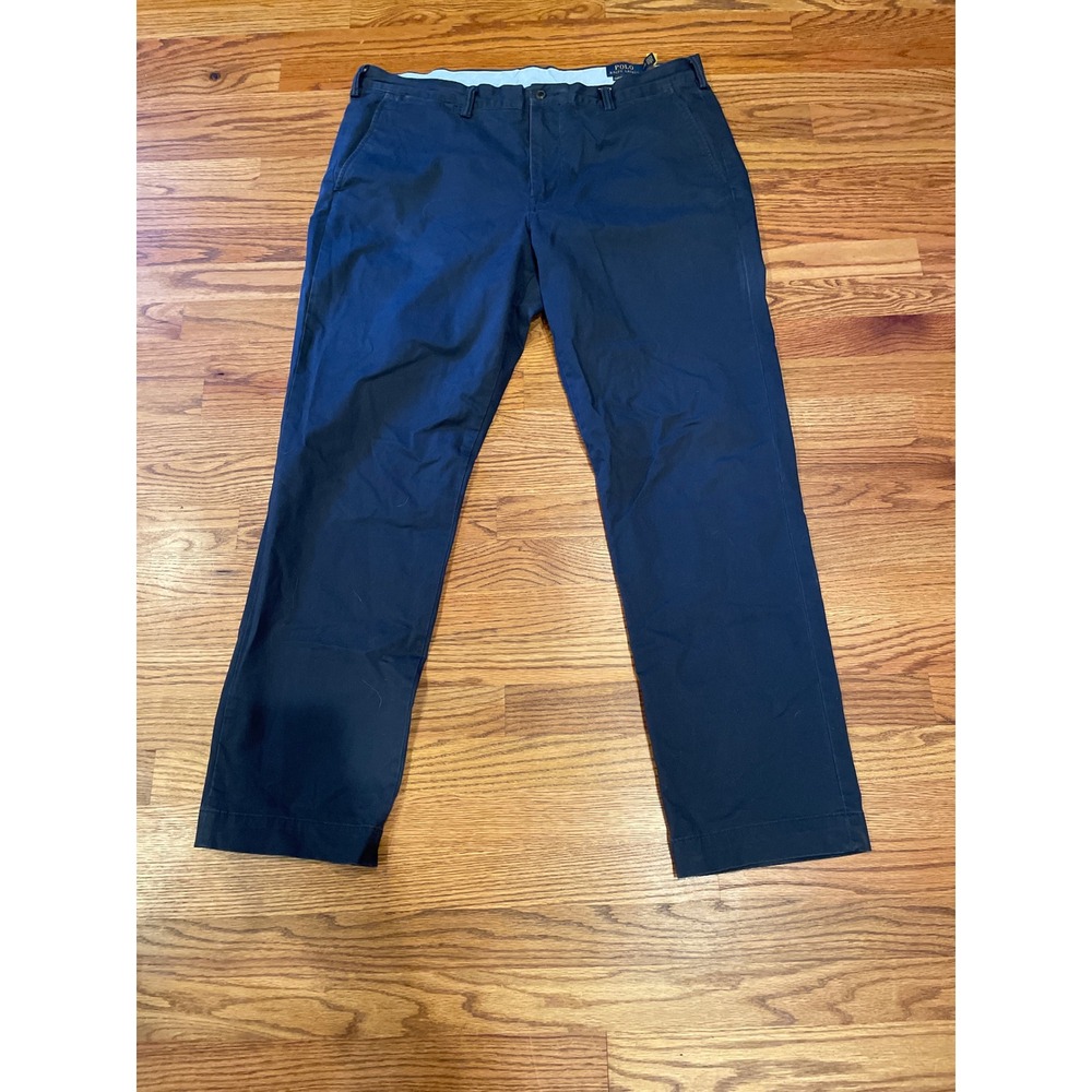 Polo Ralph Lauren Men Pants 38x32 Navy Blue Stretch Straight Fit Chino Twill